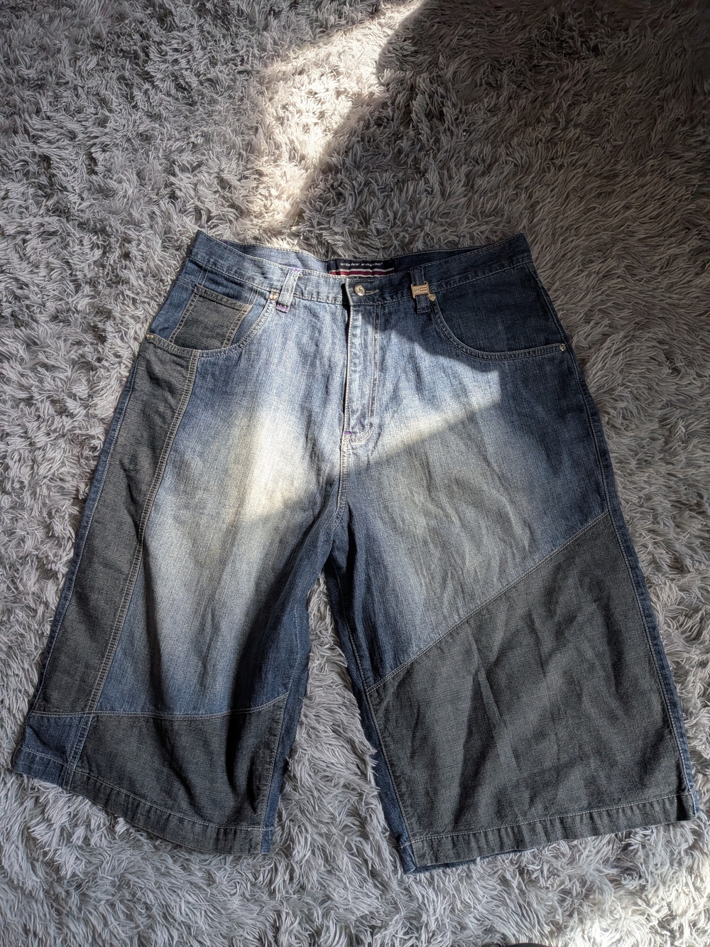 Phat Farm Two-Tone Blue Denim Jean Shorts